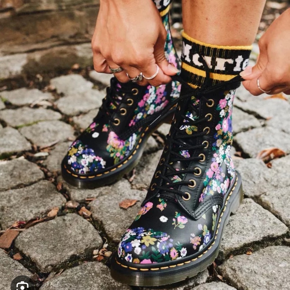 Never Worn Dr. Martens 1460 Black Floral Combat Boots
